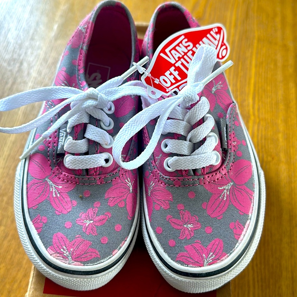 Vans Toddler flower plka AzleaP pink gray size 11
